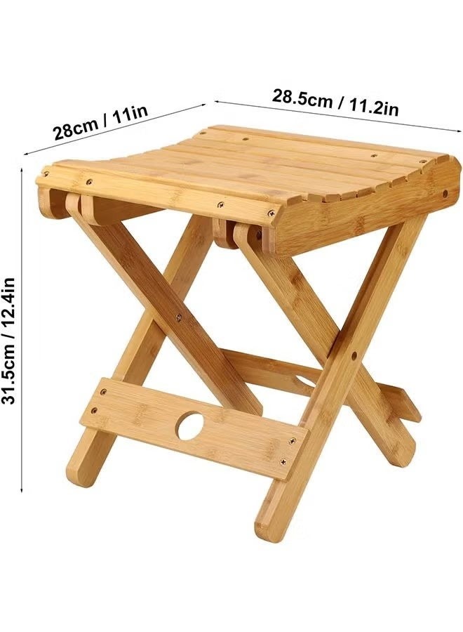 Unewshi Solid Wood Folding Stool – Portable, Waterproof, Compact Design for Home & Outdoor Use – Ideal for Spa, Sauna, Camping, and Fishing – Rounded Corners for Safety - Image 2